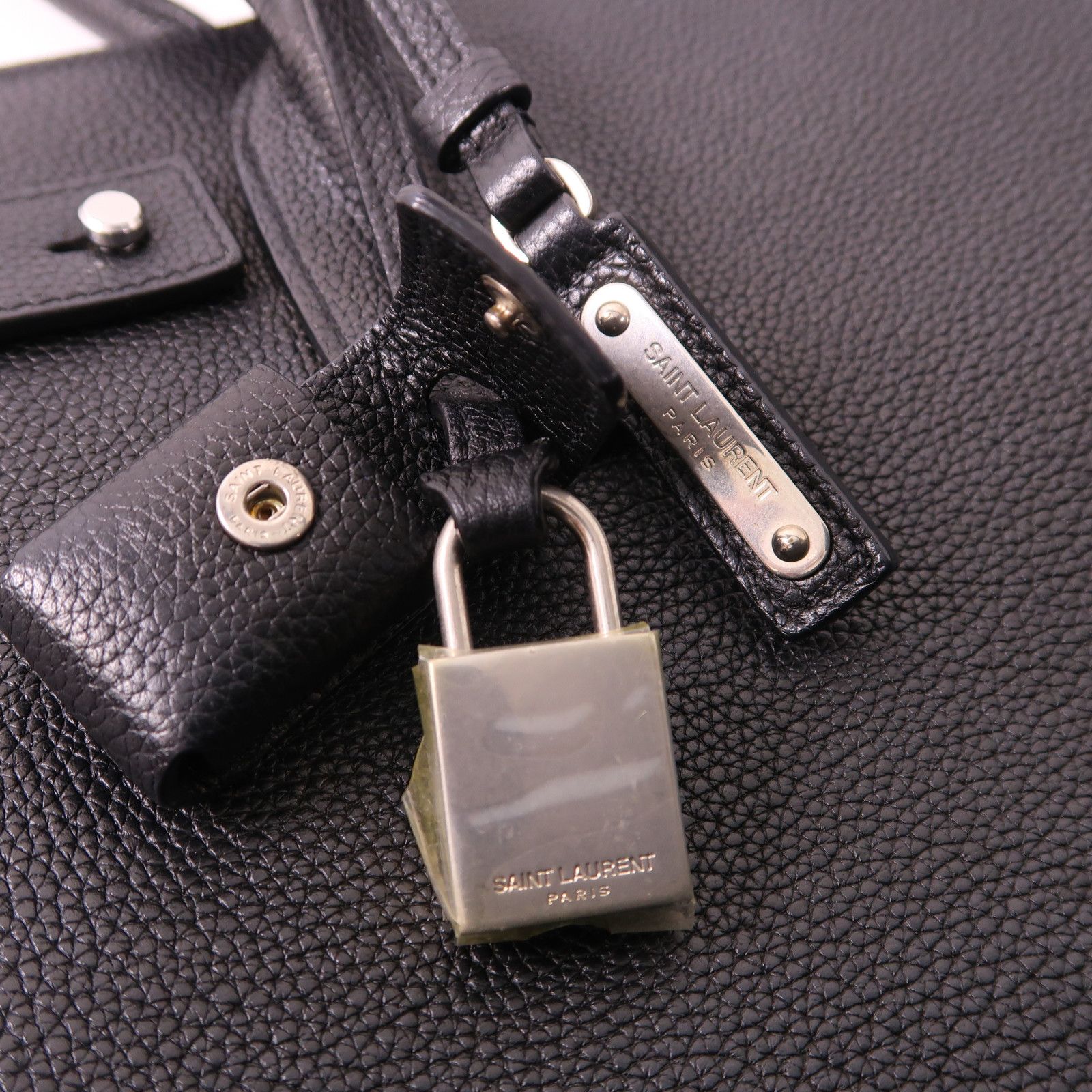 Saint Laurent Cowhide Leather Hand Bag Black Calfskin (cowhide) Ars 647168