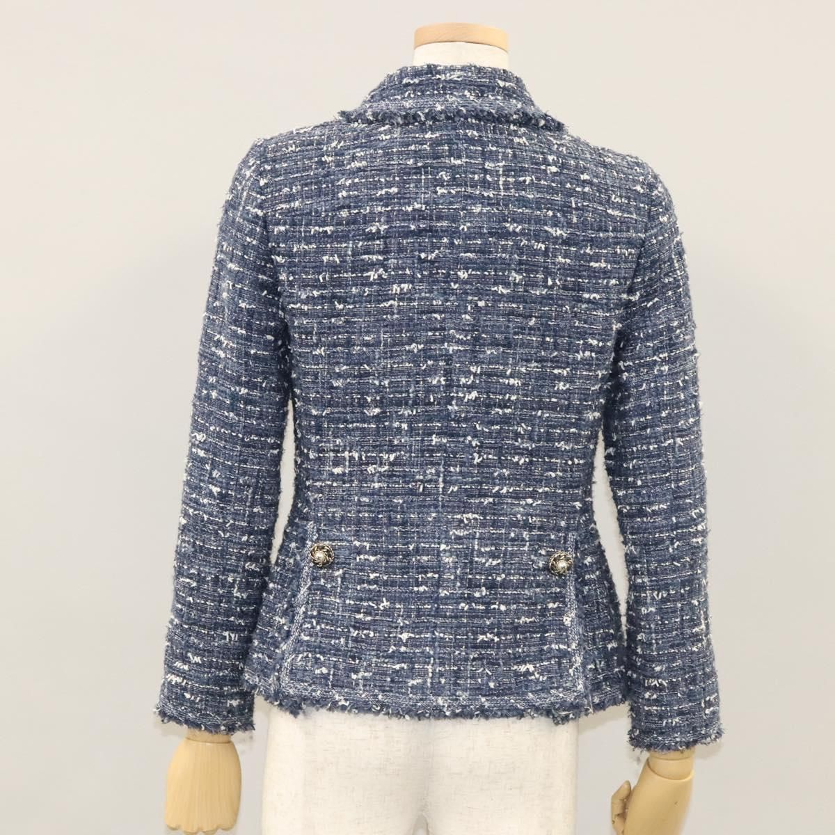 Chanel Jacket 34 Jacket Tweed 34 Blue Cc Auth