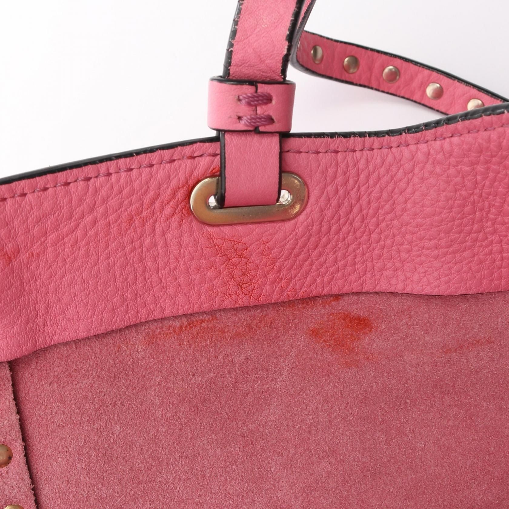 Valentino Rock Studs Tote Bag Pink Leather