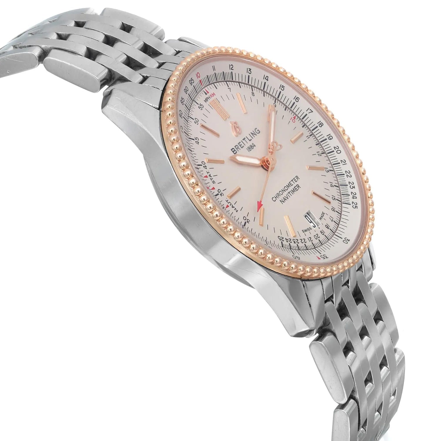 Breitling Navitimer 38mm Steel 18K Rose Gold Silver Dial Men Watch U17325211G1A1