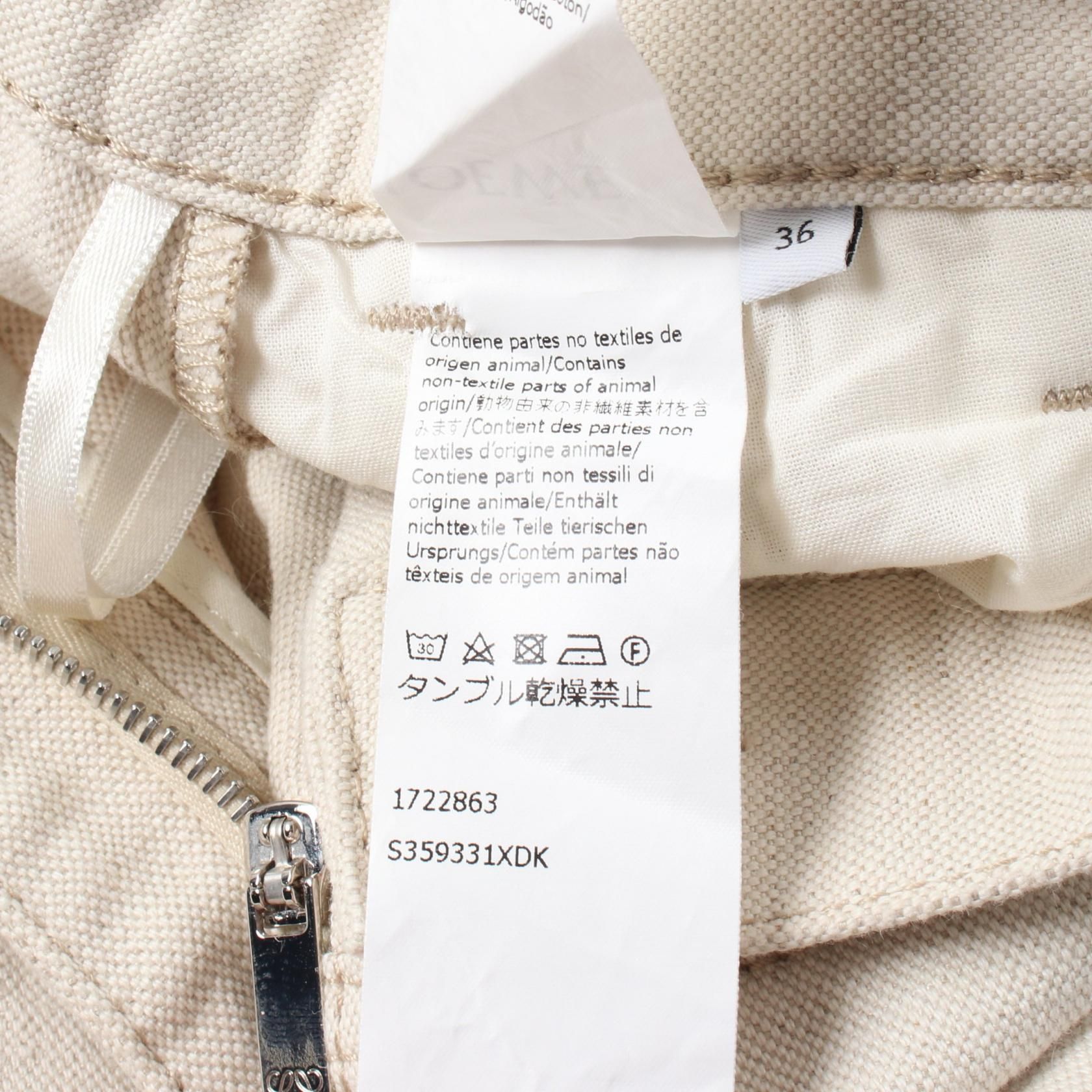 Loewe Pants Beige Cotton Fabric S 359331xdk