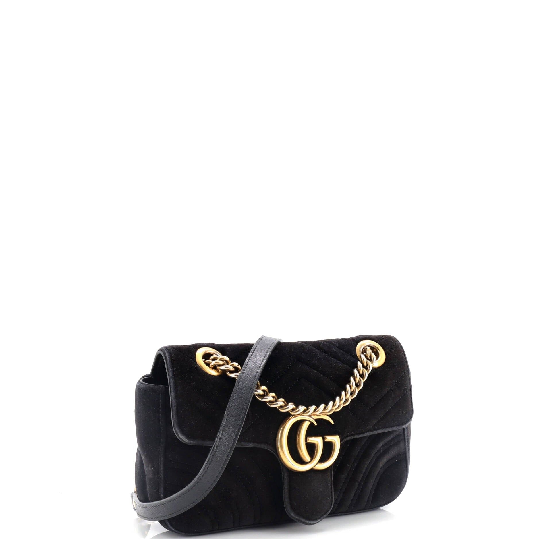 Gucci GG Marmont Flap Bag Matelasse Velvet Small