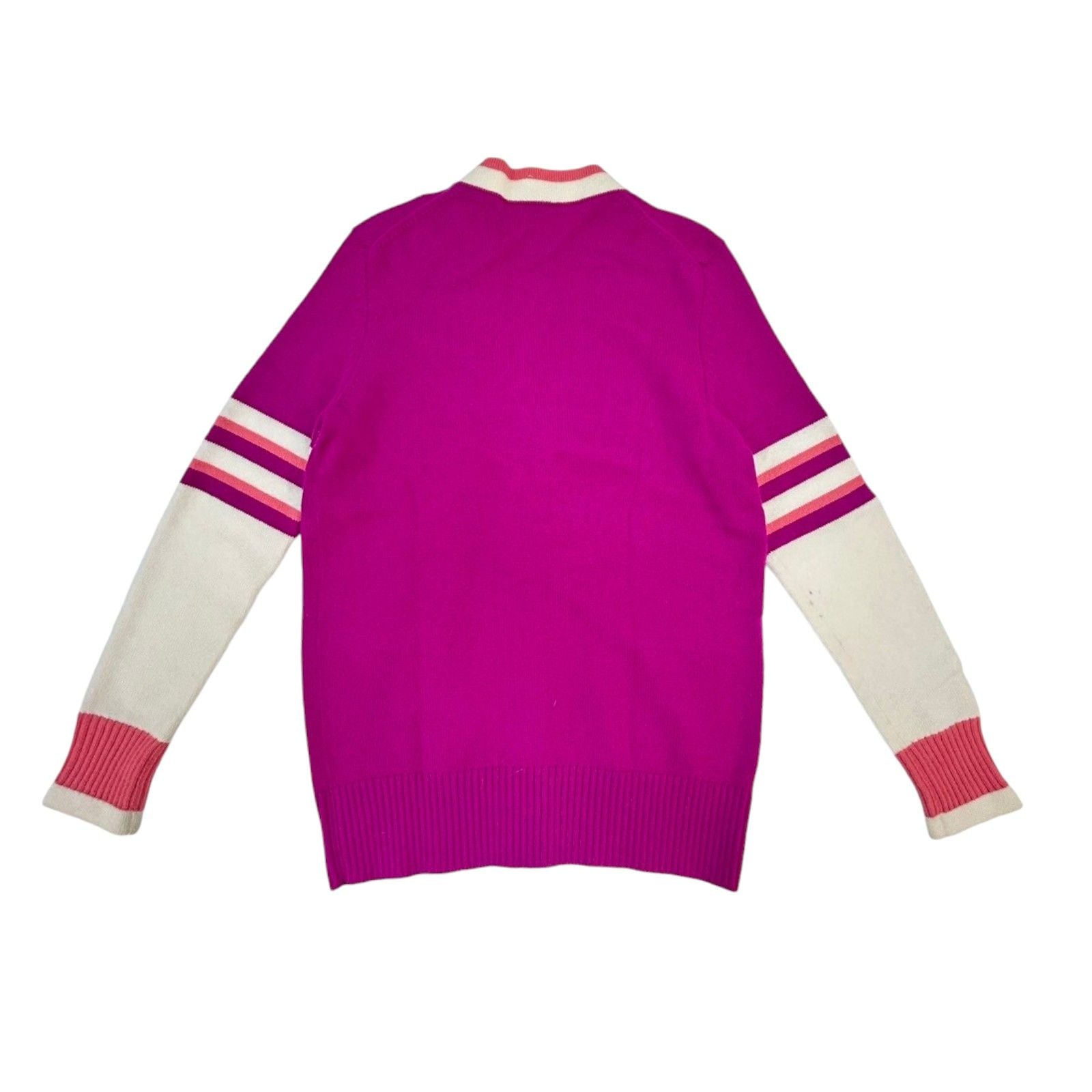 Chanel Cashmere Cardigan Purple White Pink 34