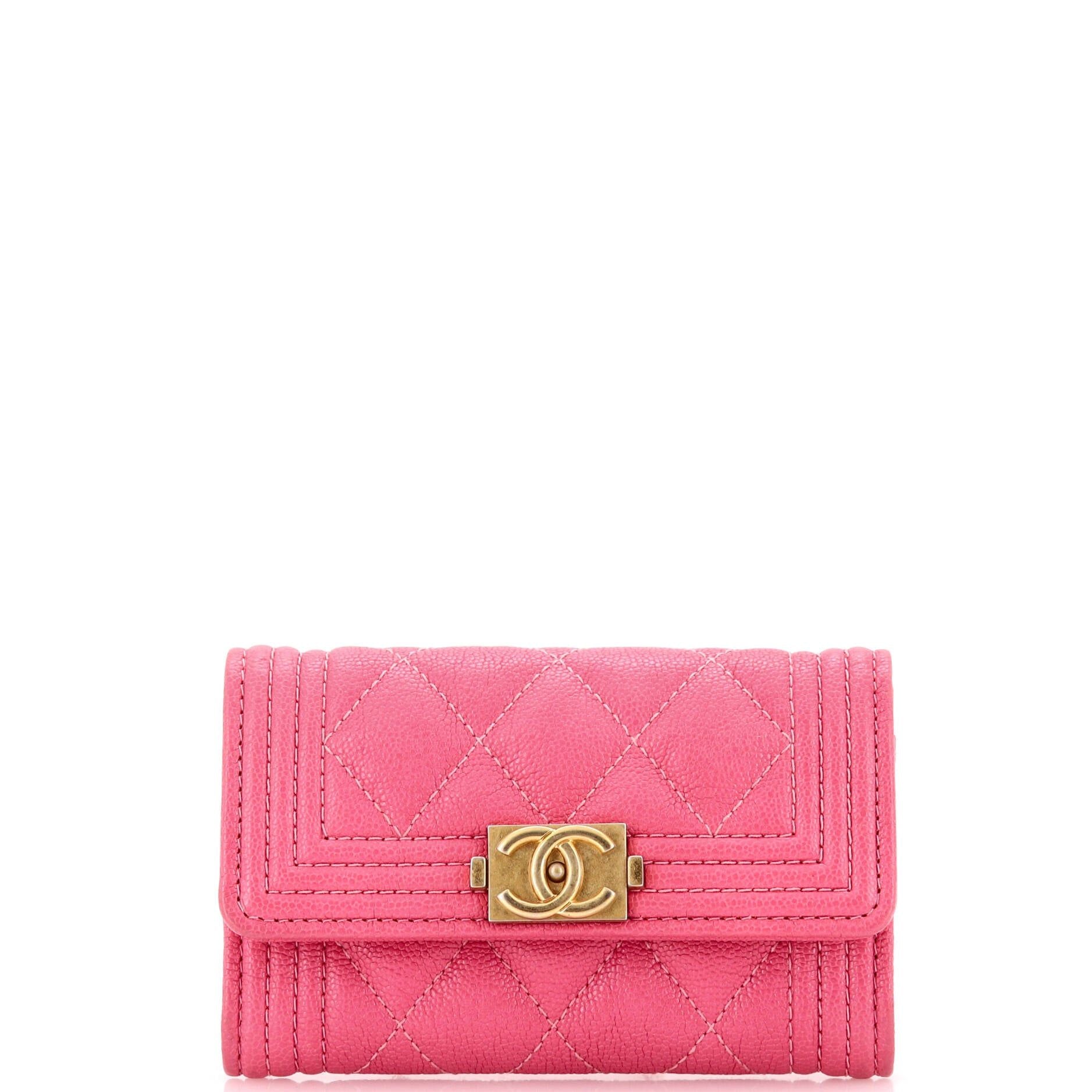 Chanel Boy Flap Card Case Quilted Caviar