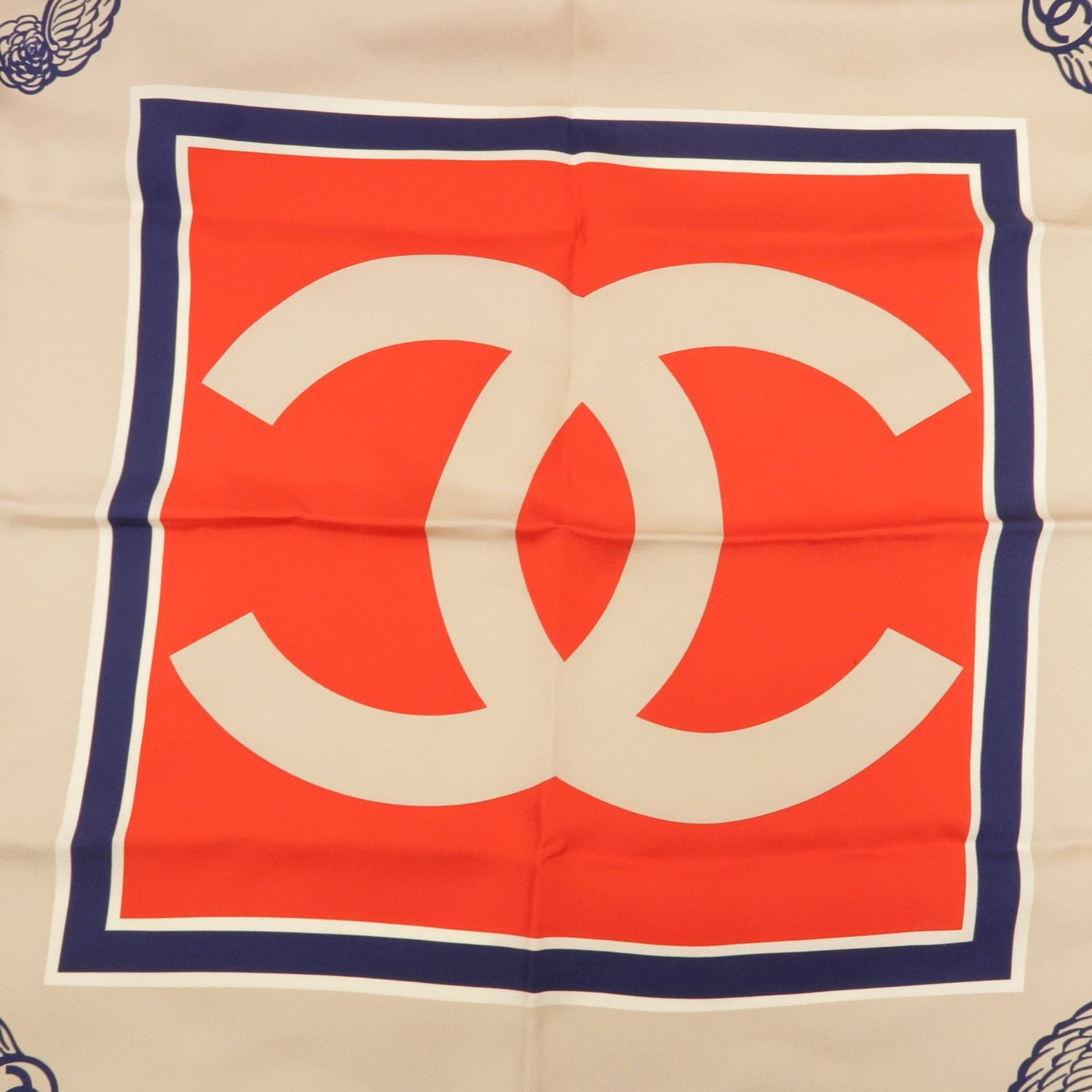 Chanel Red Navy Red/blue _ Quality _ Width Scarf Silk