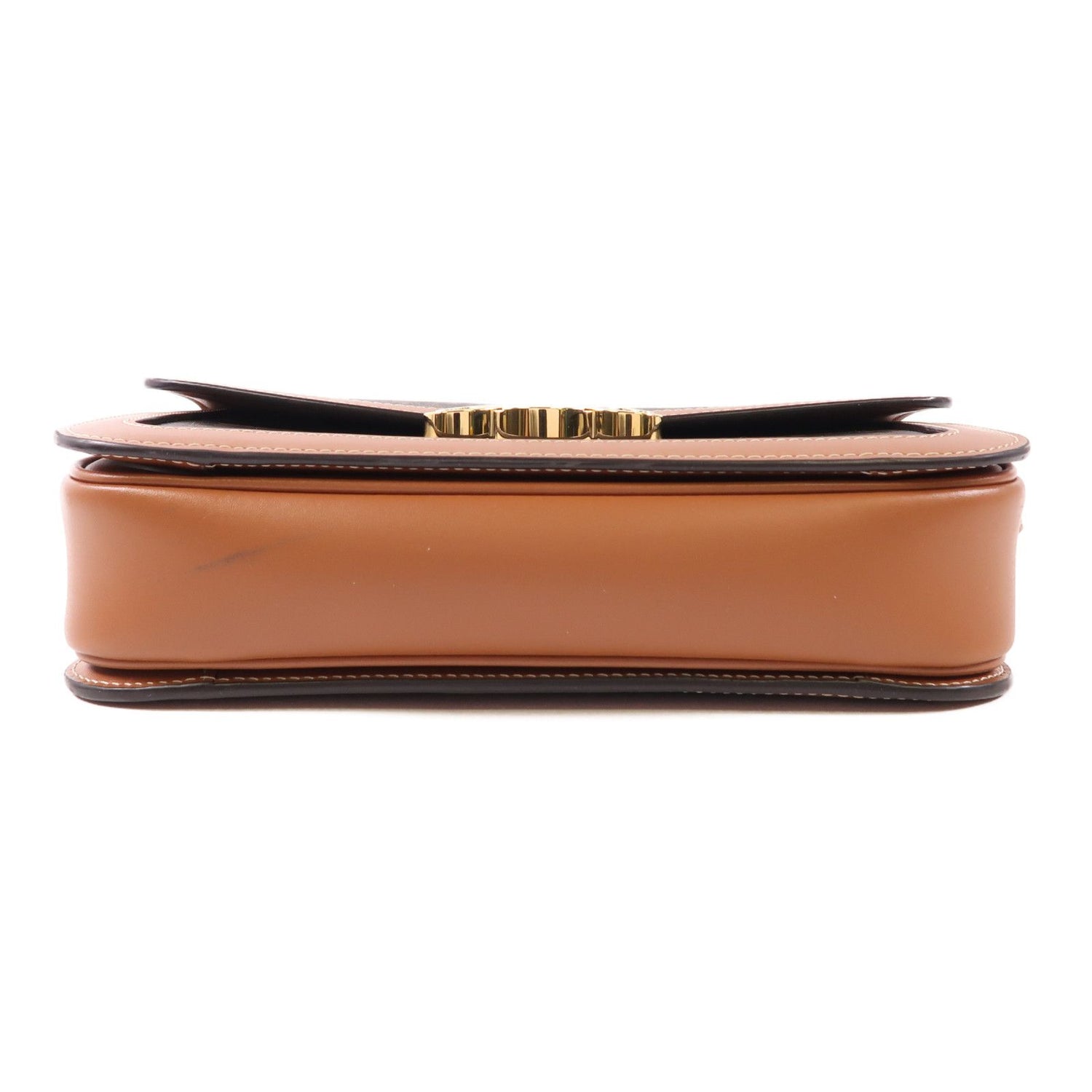 Celine Canvas Classique Triomphe Bag Gold Shoulder Bag Brown