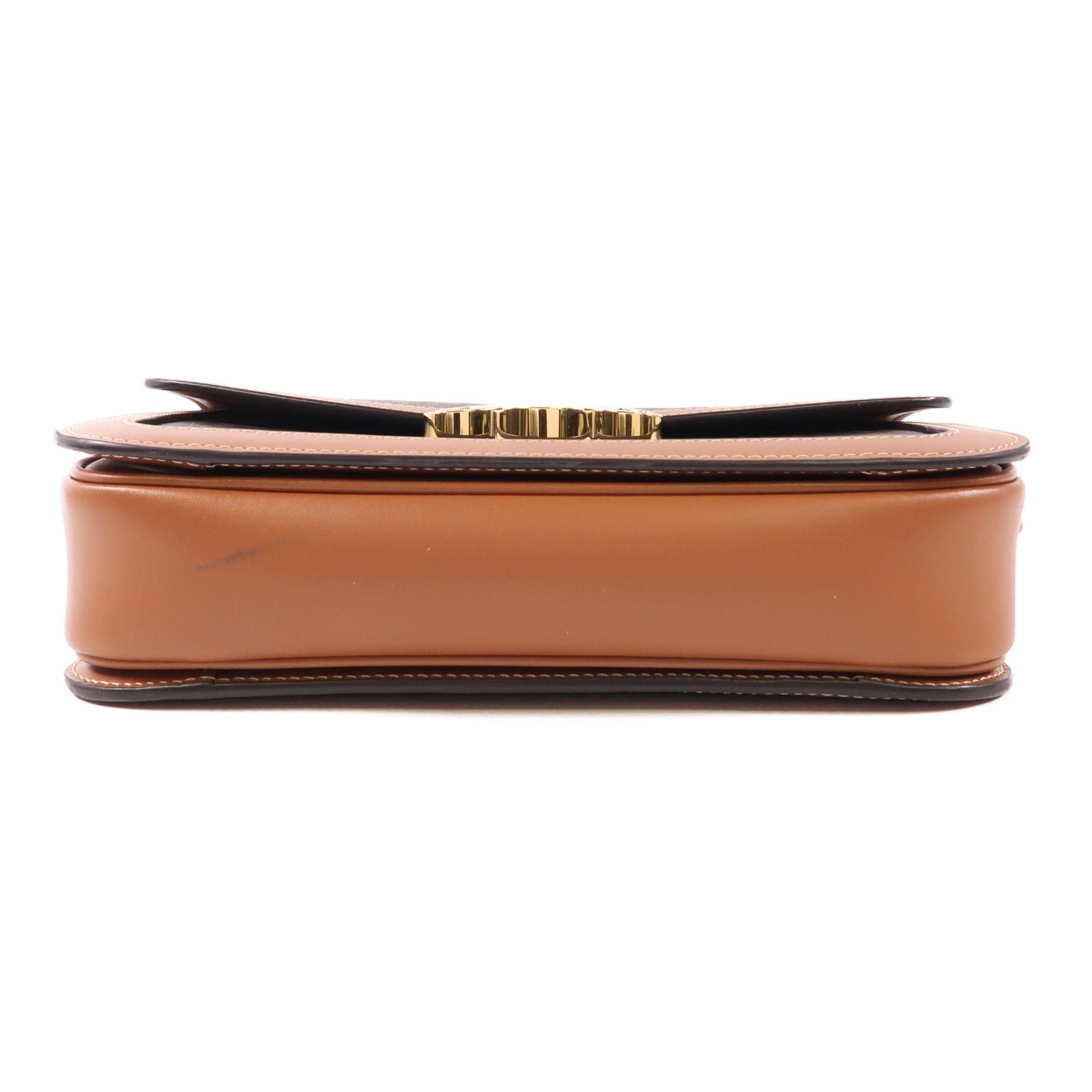 Celine Canvas Classique Triomphe Bag Gold Shoulder Bag Brown