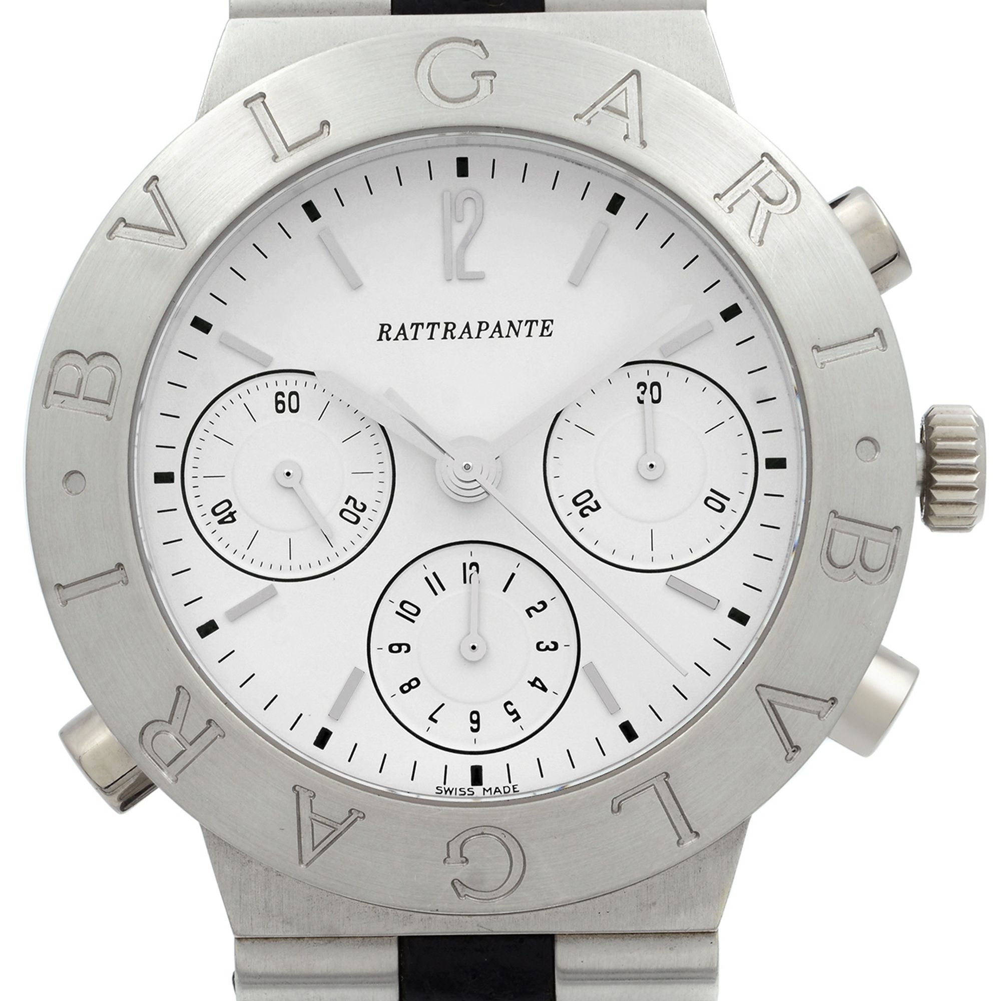 Bvlgari Diagono Rattrapante Platinum Split Seconds White Dial Mens Watch CH40 PL