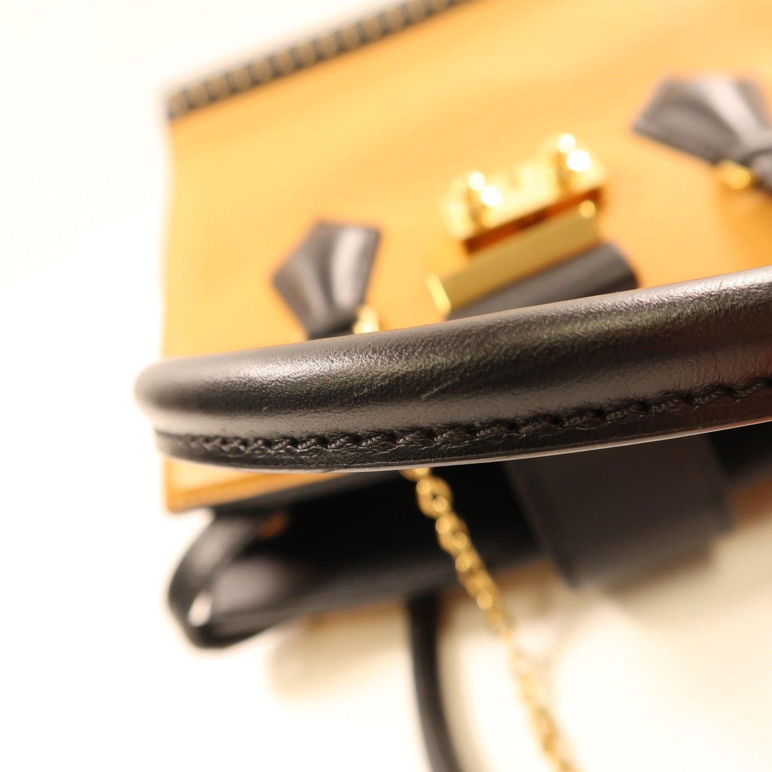 Louis Vuitton Cowhide Leather Studs Bicolor Hand-turn Shoulder Bag Beige Black Beige/black 2way Shoulder Bag M 51654