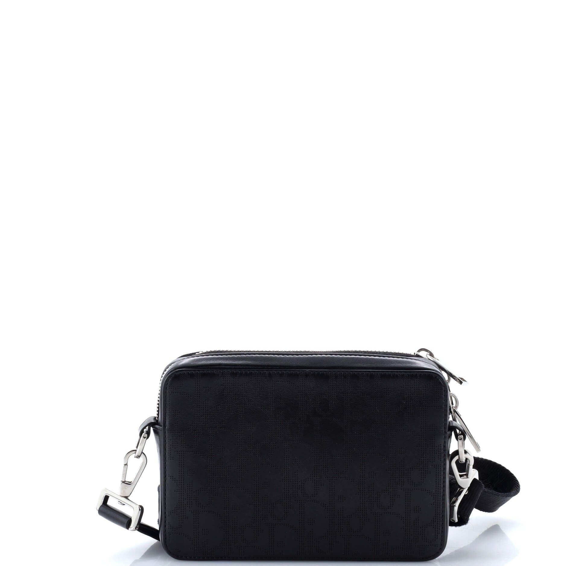 Christian Dior Double Zip Crossbody Pouch Oblique Galaxy Leather