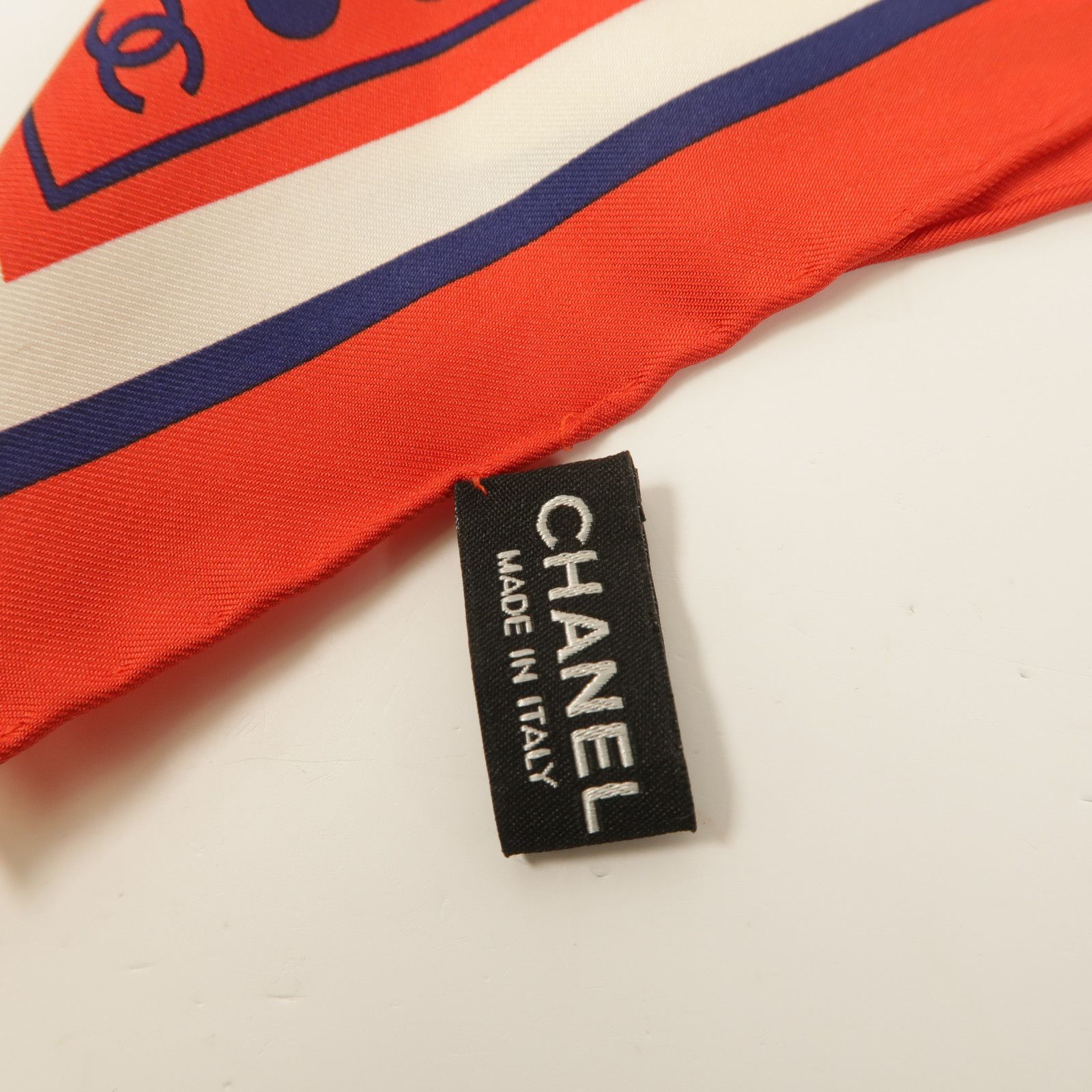 Chanel Red Navy Red/blue _ Quality _ Width Scarf Silk