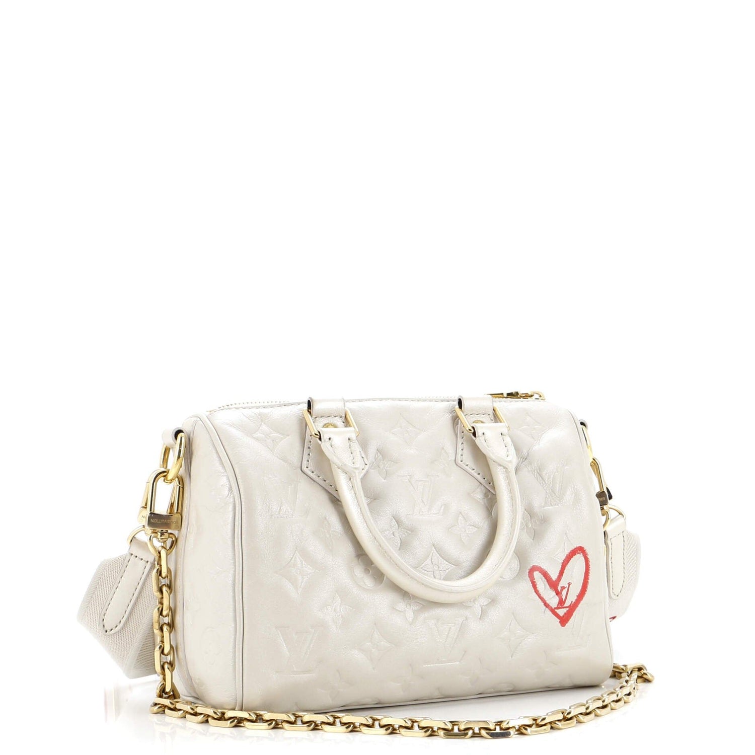 Louis Vuitton Speedy Bandouliere Bag Limited Edition Fall In Love Monogram Embossed Lambskin 22