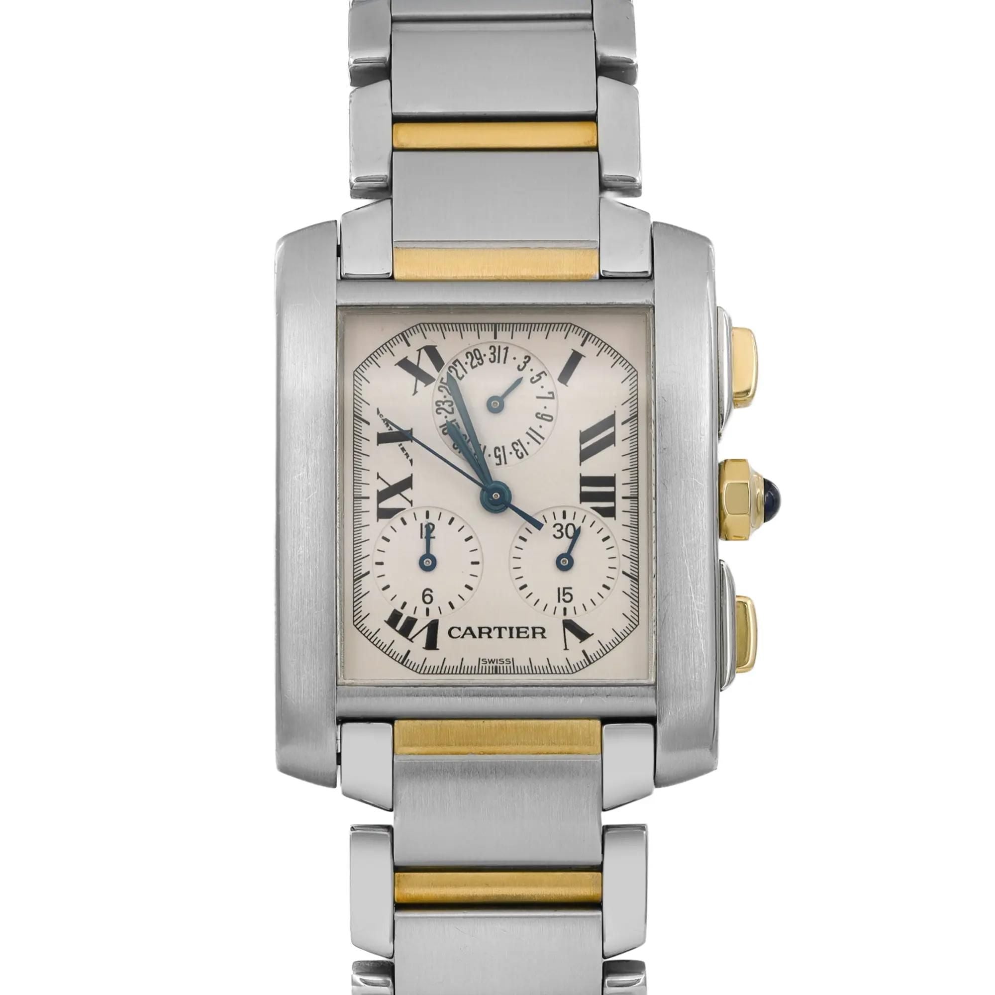 Cartier Tank Francaise Chronoflex Gold Steel Quartz Watch 2303 W51004Q4