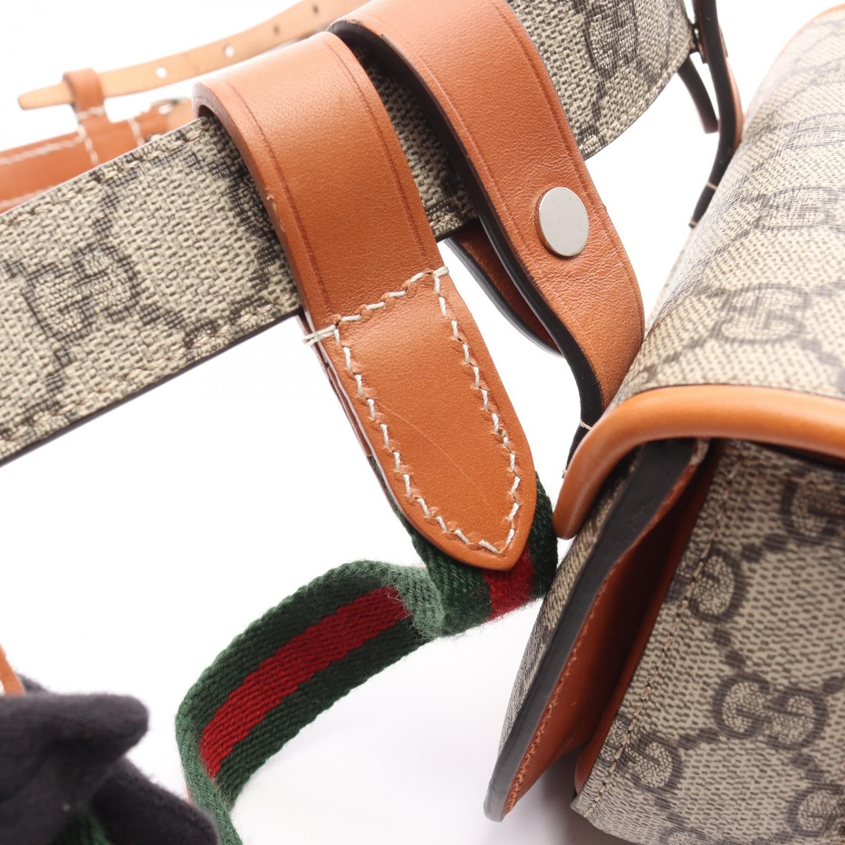 Gucci Bamboo 1947 Mini Belt Bag In Gg Supreme Waist Bag Body Bag Beige Brown Pvc Coated Canvas 681137