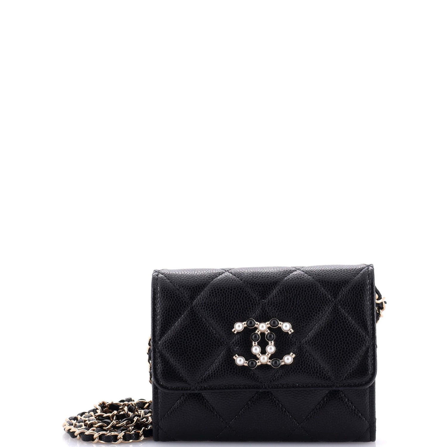Chanel Coco Candy Card Holder On Chain Quilted Caviar