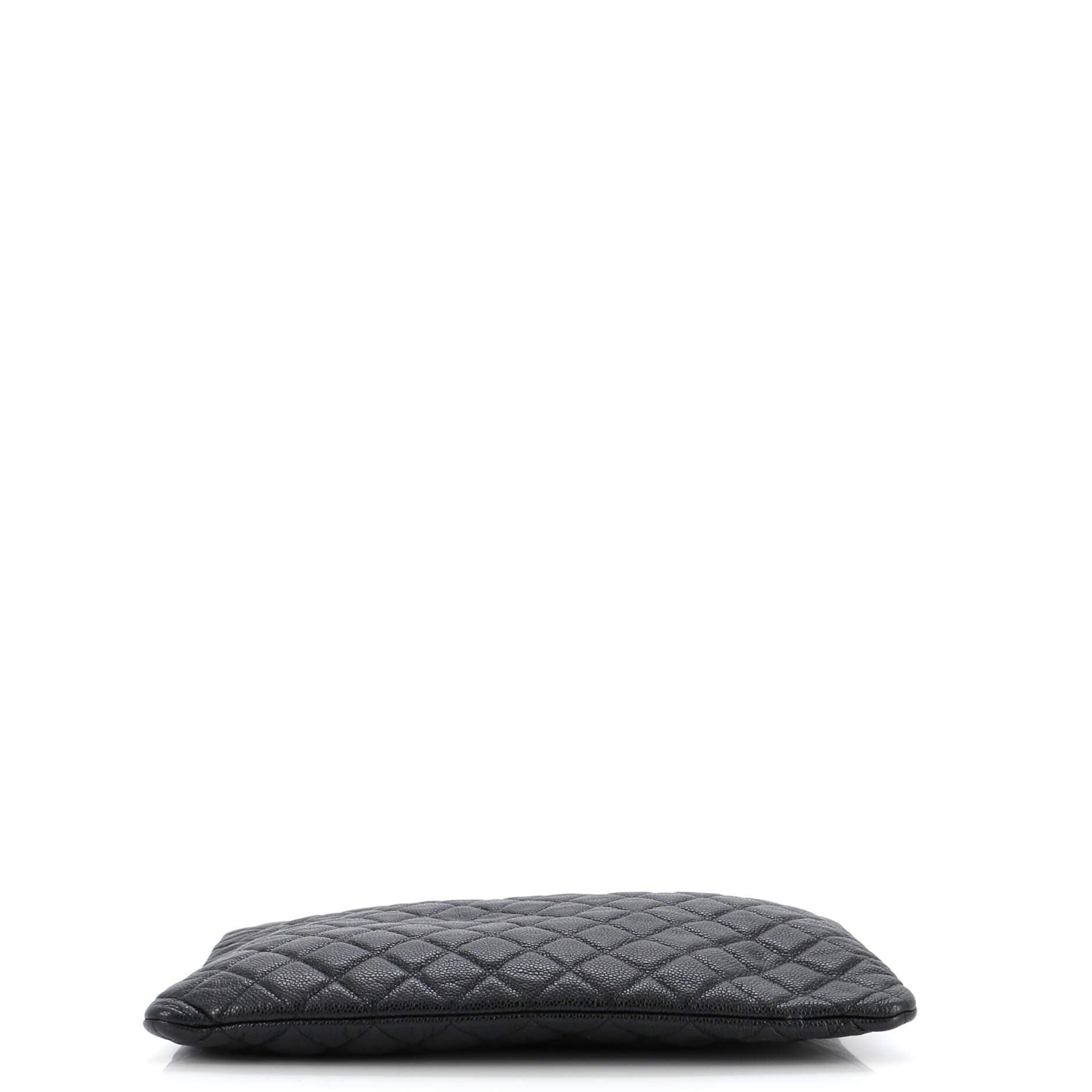 Chanel O Case Clutch Quilted Caviar Large