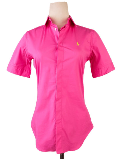 Excellent Ralph Lauren Pink Cotton Shirt XS Super Slim Fit