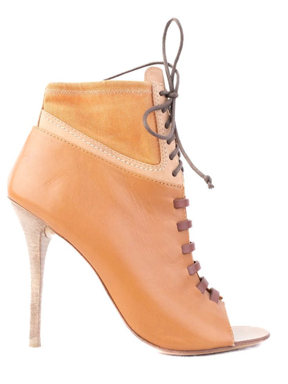 Excellent Giuseppe Zanotti Orange Leather High-Heeled Ankle Boots Size 36.5