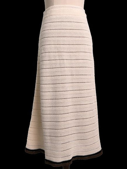 NEW Fendi White Crocheted Skirt with Accents Size M