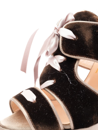 Christian Louboutin Excellent Condition Brown Velvet Heels Size 37.5
