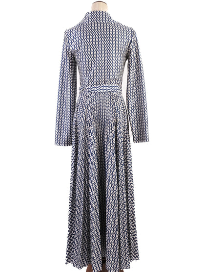 NEW Valentino Geometric Wrap Dress Blue &amp; White Size S