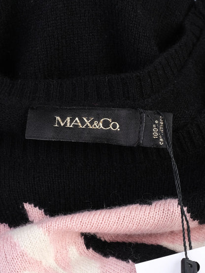 Excellent MAX&amp;Co Black Sweater M 100% Cashmere Abstract Design