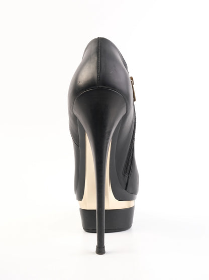 Excellent Lesilla Black Leather High-Heeled Ankle Boots Size 39
