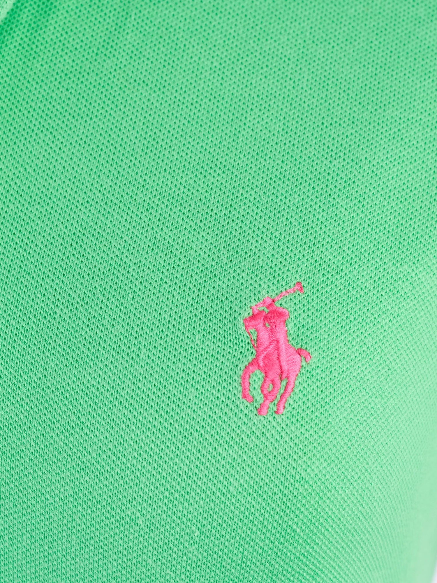Excellent Ralph Lauren Green Polo Shirt Size M with Pink Logo