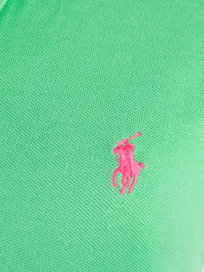 Excellent Ralph Lauren Green Polo Shirt Size M with Pink Logo
