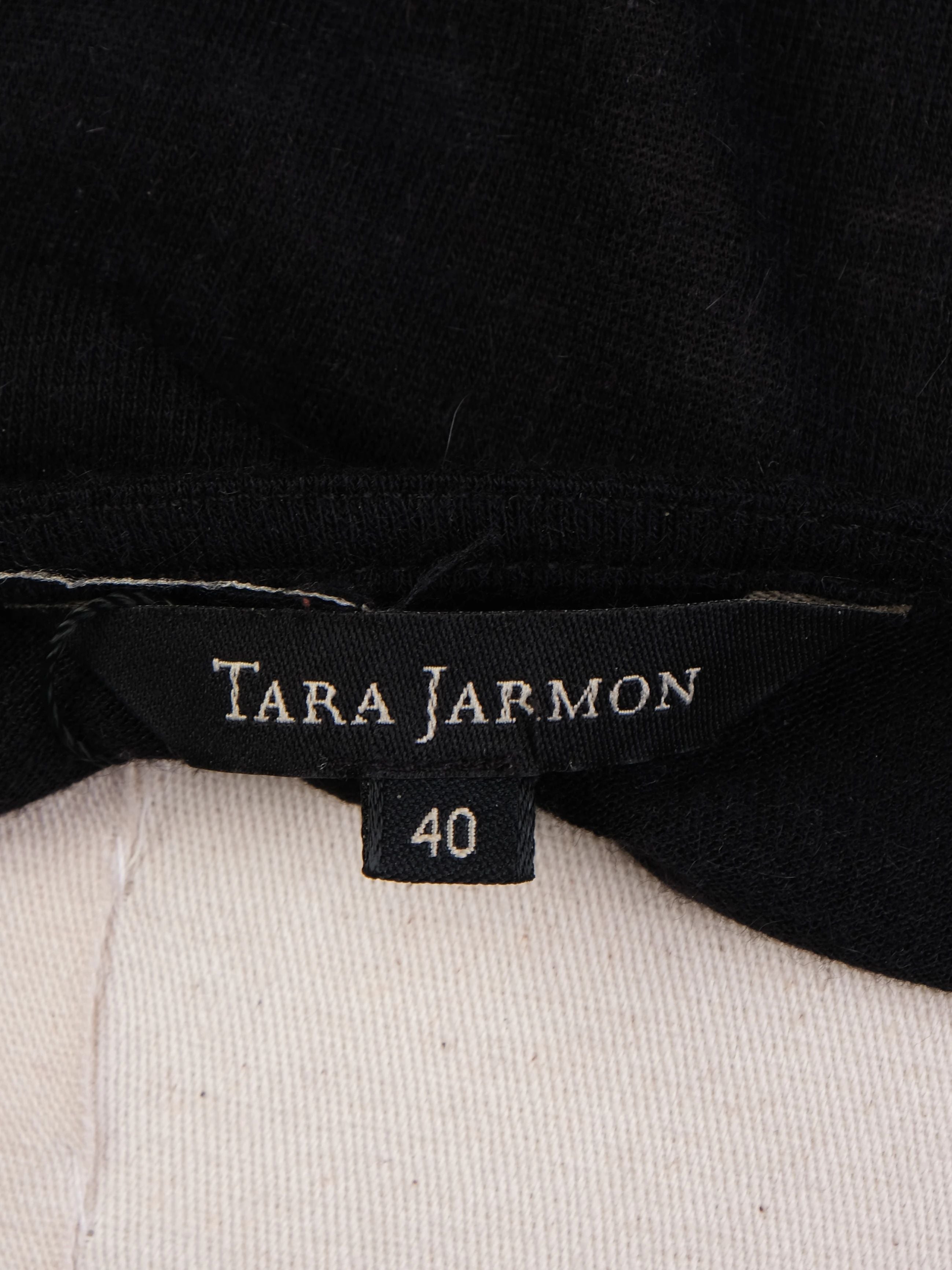 Excellent Tara Jarmon Black Vinyl Dress with Lace Sleeves Size M