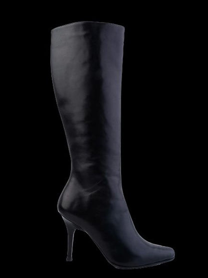 Excellent Leather Knee-High Boots Black Size 36 High Heels