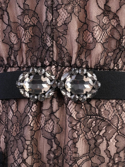 Excellent BCBGMaxazria Black Lace Dress XS with Pleated Skirt