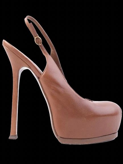 Excellent Yves Saint Laurent Orange Leather High-Heeled Shoes Size 39