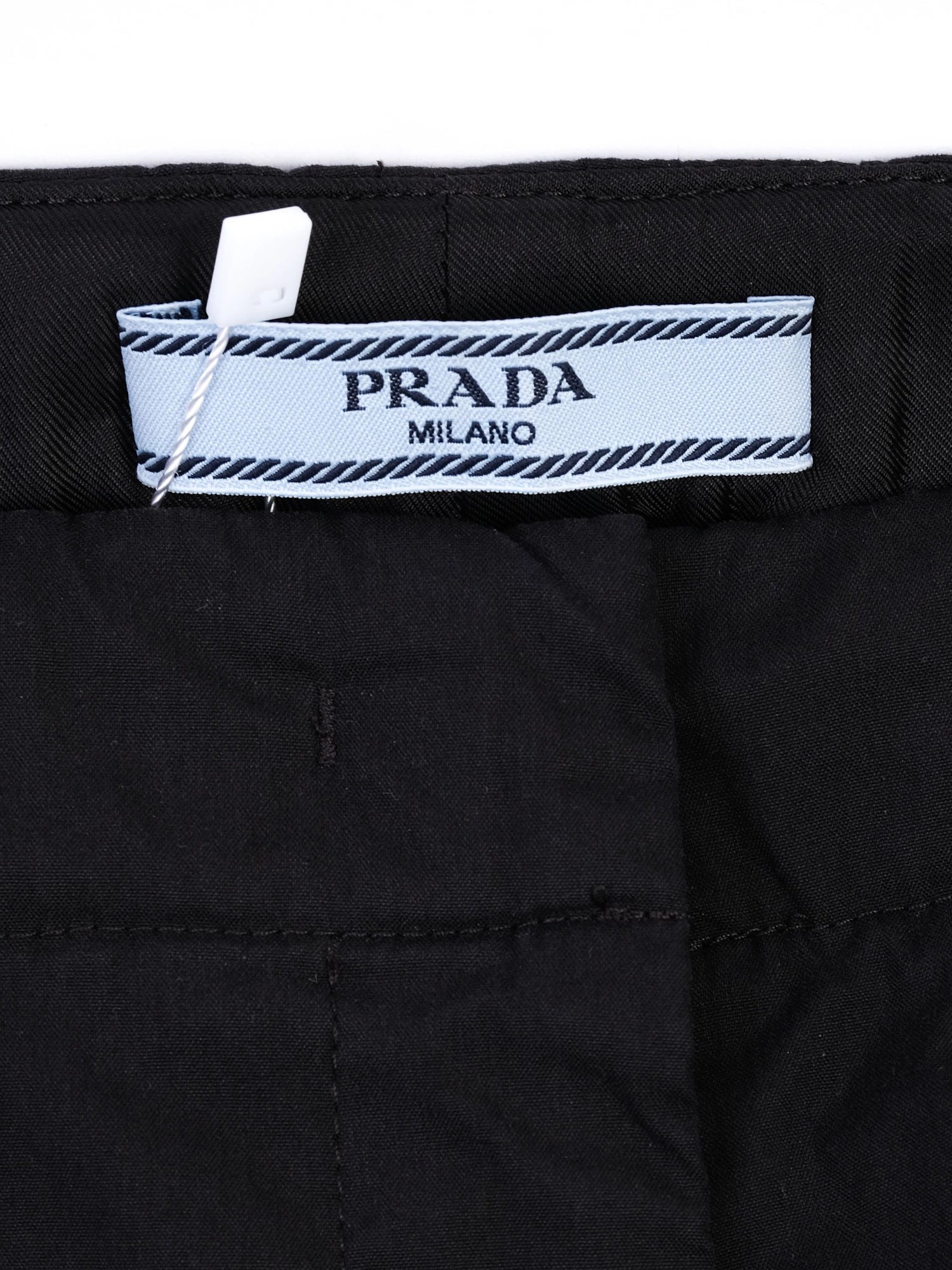 Excellent Prada Blue Nylon Pants with Red and White Stripes, Size 42
