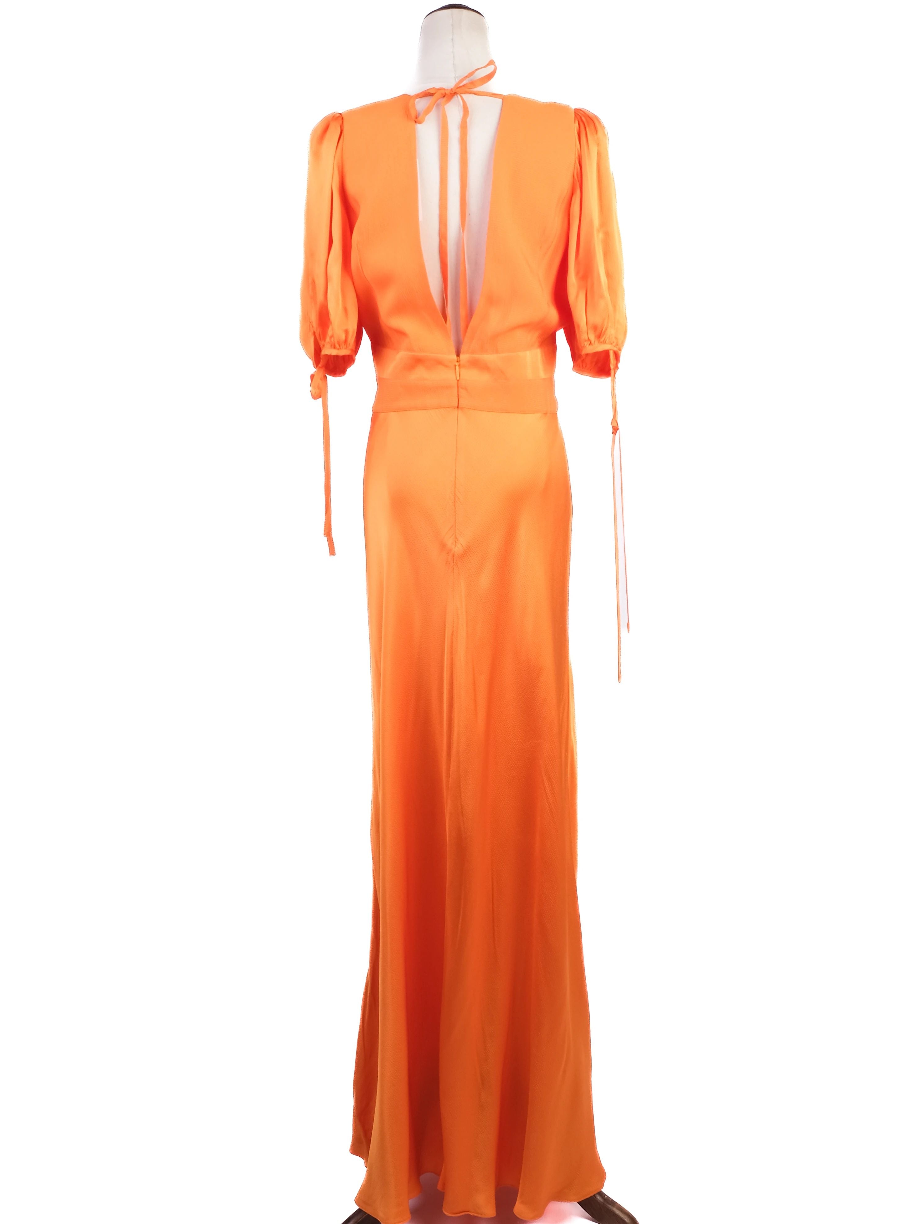 Perfect Ted Baker Orange Puff Sleeve Dress with Cut-Out Back