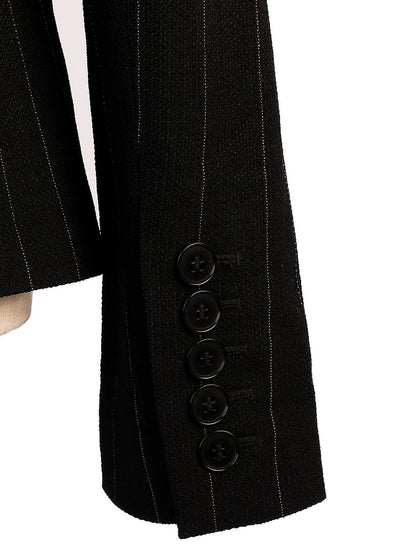 Excellent Emporio Armani Black Wool Pinstripe Blazer Women&