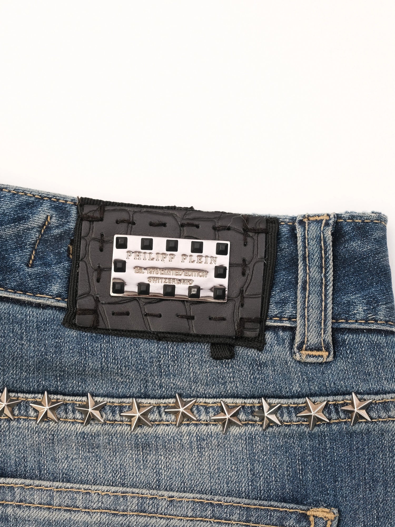 Excellent Phillipp Plein Blue Jeans Size S with Decorative Details