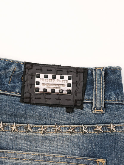 Excellent Phillipp Plein Blue Jeans Size S with Decorative Details