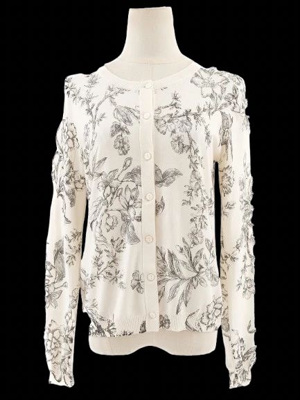 Excellent TWINSET White Floral Pattern Cardigan Size XS
