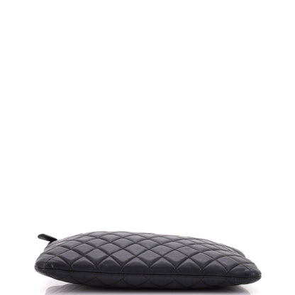 Chanel Boy O Case Clutch Quilted Lambskin Medium