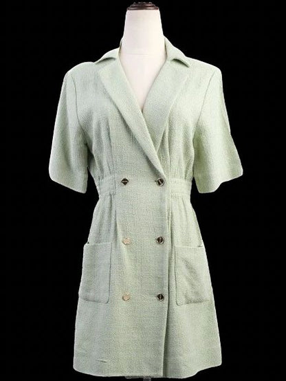 Excellent Sandro Blue Viscose Dress Double-Breasted Size M