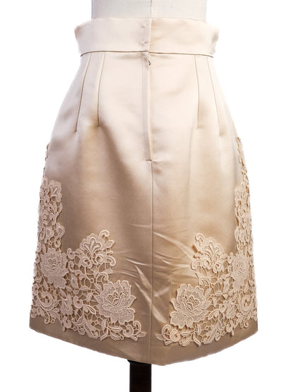 Excellent Dolce Gabbana White Silk Lace Top Skirt Set Women S