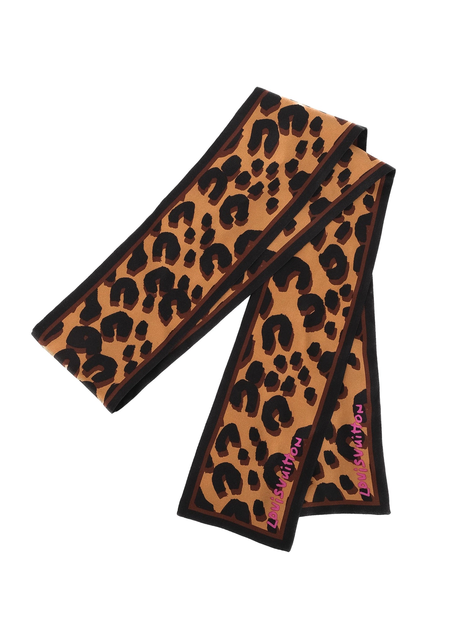Excellent Louis Vuitton Leopard-Print Silk Scarf Combined Colors