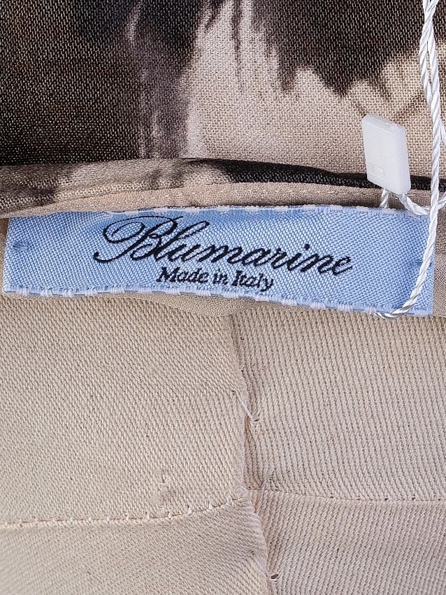 Excellent Blumarine White Silk Dress Size S with Floral Pattern