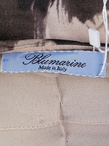 Excellent Blumarine White Silk Dress Size S with Floral Pattern