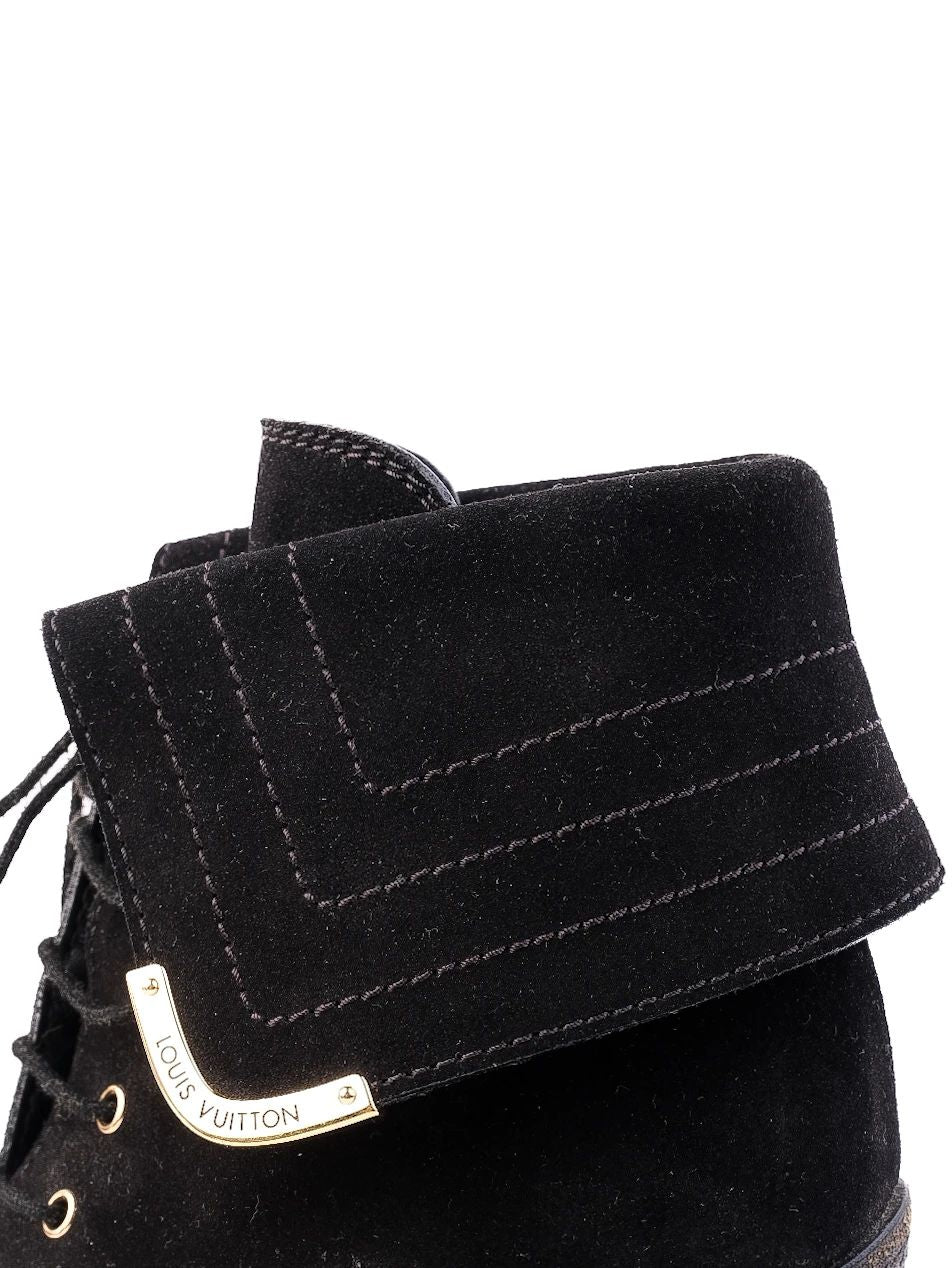 Excellent Louis Vuitton Black Leather Heeled Ankle Boots Size 36
