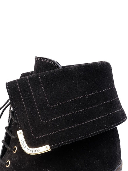 Excellent Louis Vuitton Black Leather Heeled Ankle Boots Size 36
