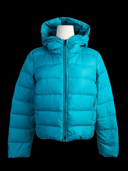 Excellent Pennyblack Teal Puffer Jacket Size S with Hood
