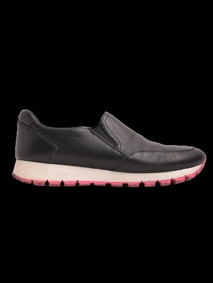Good Prada Black Leather Slip-On Sneakers Size 36.5