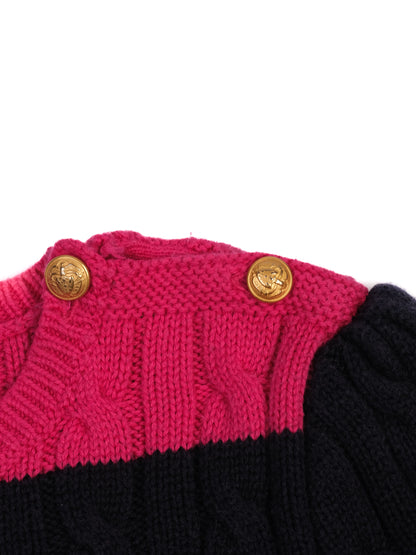 Excellent Ralph Lauren Pink Cable-Knit Wool Sweater Size 6 for Kids